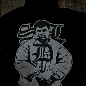 Black Hoodie with Large Silver Graphic Lettering